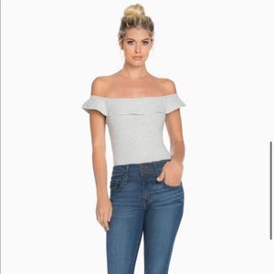 Bare Shoulder Bodysuit (Heather Grey)